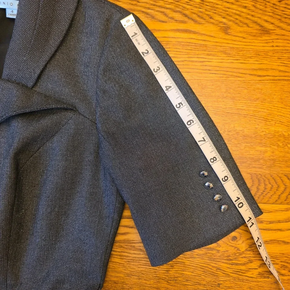 Antonio Melani 4 Womens Grey Cowl Neck Short Sleeve Work Dress Button Cuffs - Picture 9 of 15